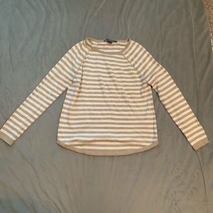 French Connection Tan White Stripe Sweater EUC M